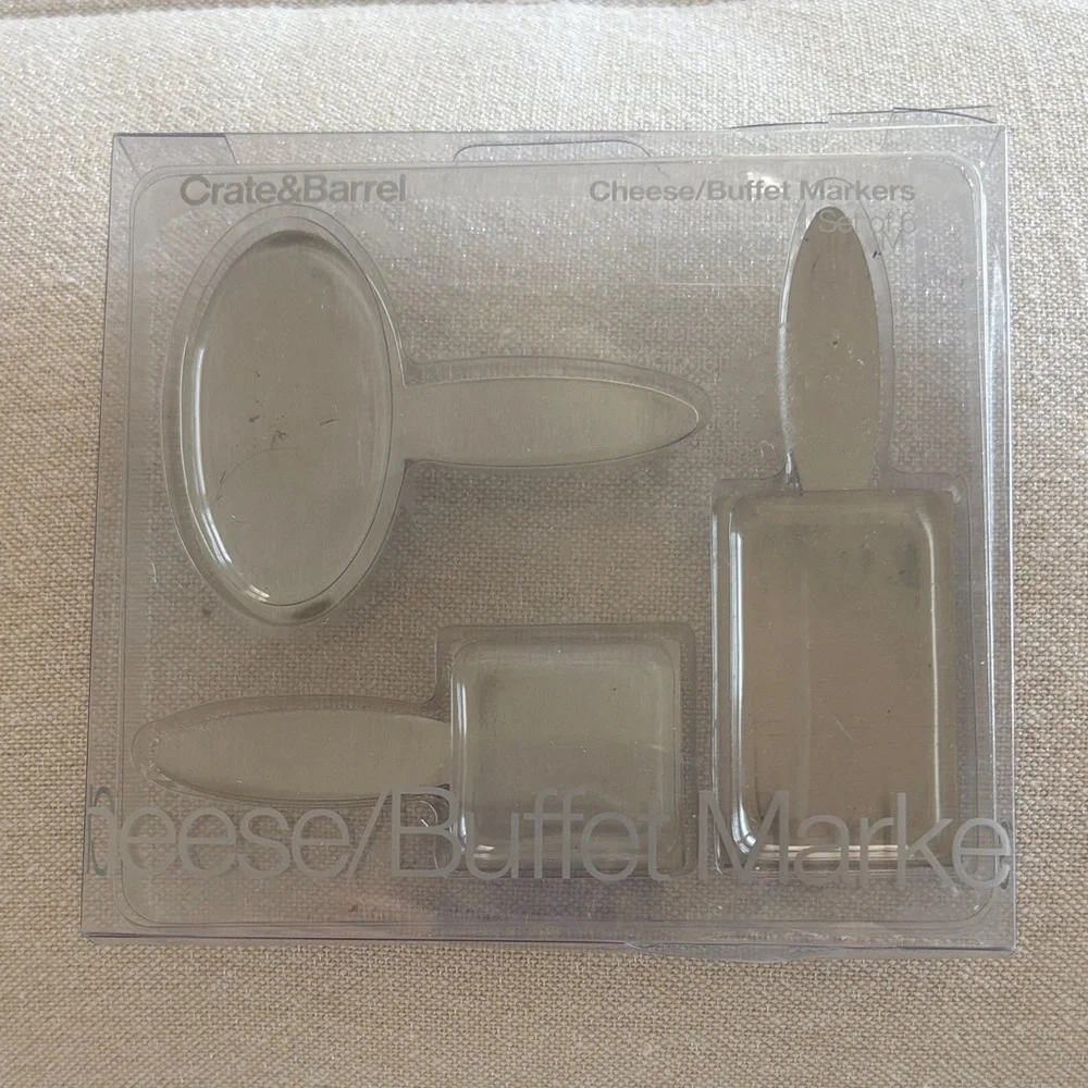 Crate&Barrel Silver Cheese Buffet Markers